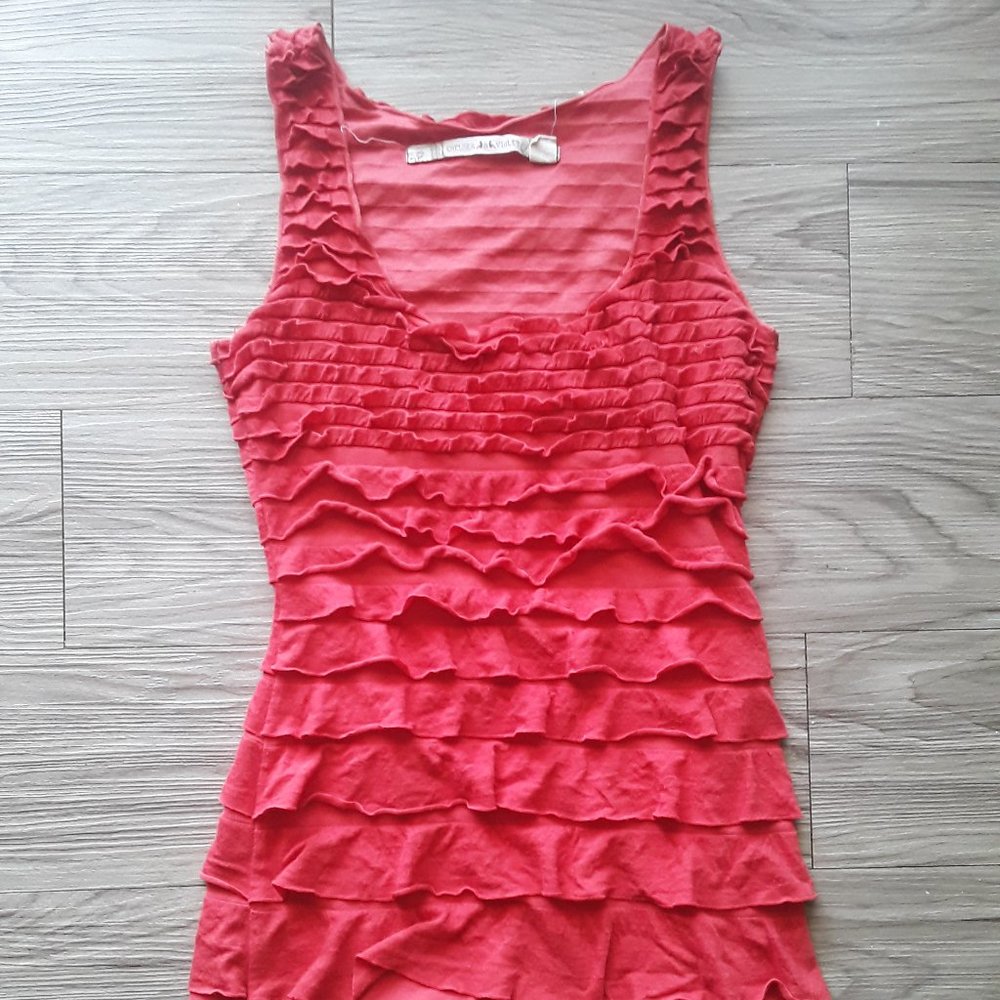 Chelsea & Violet Womens Red Ruffle Top Size S